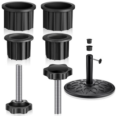 Umbrella Base Stand Hole Ring Plug Cover and Cap Umbrella Stand Replacement Part with M8 Thread Replacement Hand Knob Threaded Plastic Knobs Patio Black Umbrella Handle Replacement Parts (6 Pcs)