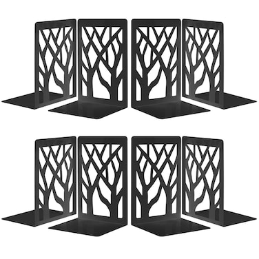 MSDADA Bookends, Book Ends for Shelves, Bookends for Office, Book Ends for Heavy Books, Book Shelf Holder Stand Home Decorative，Metal Bookend Supports, Book Stoppers, Black(3 Pairs)