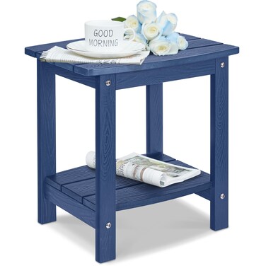 Y&amp;M Outdoor Side Table, HIPS Adirondack Small Double Layer Table, Waterproof Square Outside Table, Balcony End Tables for Patio, Pool, Porch, Deck, Indoor or Outdoor Use, Navy Blue