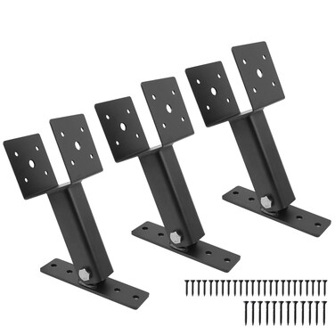 3 Pack Pergola Roof Riser,Heavy Duty Roof Mount Pergola Brackets,90 Degree Adjustable Saddle Roof Riser Beam Brackets for Wood Patio Pergola Gazebo, Fit 4&times;4 and 4&times;6 Wood Beam&hellip;