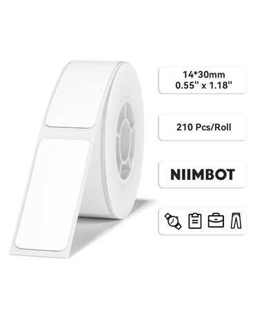 NIIMBOT Label Tape 14&times;30mm White Label Paper Compatible for NIIMBOT D11 D110, Thermal Sticker Paper 0.55'' x 1.18'' Waterproof Labeling Tape Replacement 210 Labels/Roll