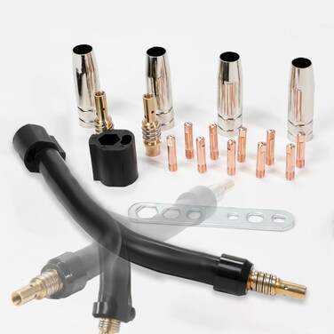 360 Flexible Mig Welding Neck, Flexible Mig Extension, 035Inch 0.9mm M6 Nozzle Holder Diffuser&amp;Guard&amp;Torch Neck for MB15 15AK MIG Welding Gun, Get The Job Done Easily in a Small Space