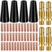 Therwen Flux Core Gasless Nozzle Tips Kit KP1939-1 Flux Core Welder Mig Welder Flux Welder Contact Tips Gasless Nozzle Gas Diffusers for Mig Welder Mig Gun (48 Pcs,0.030"(0.8mm)kit, 0.035"(0.9mm)kit)