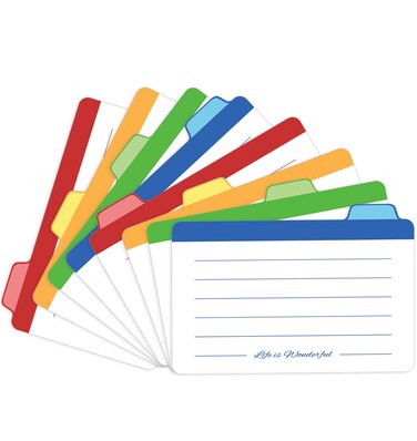 Neando Index Cards Guide Dividers 5x8 inches, The Blank Index Cards Guide, 1/4 Cut Tabbed Note Cards, File and Recipe Guides, 450gsm Paper, Assorted Colors, 20 Counts