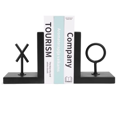 Book Ends Black Bookends Heavy Duty Decorative Bookends to Holders Books Unique Modern Book end Metal Book Stoppers for Shelves/Office Decor/Home,Book Holders Nonskid (Black)