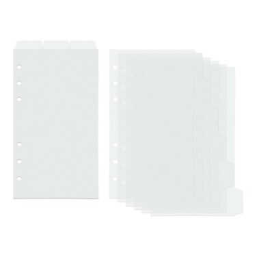 2 Set A6 Binder Dividers Frosted Plastic Index Divider Blank Side 6 Tabs Top 3 Tabs Planner Insets 9 Sheets Refillable Page Protectors for 6 Ring Binder Notebook