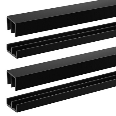 Landical 2 Sets Plastic Sliding Door Track Set for 1/4" Thick Panels Sliding Glass Cabinet Door Track Hardware System Window Sliding Track Easy Quick Installation Sliding Track(3ft,Black)