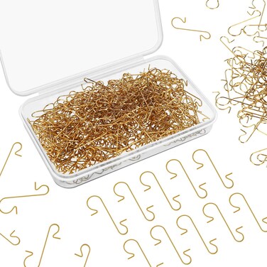 WILLBOND 300 Pieces Christmas Ornament Hooks Christmas Tree Hanger Xmas Ornament Hooks with Storage Box for Christmas Tree Decoration (Gold)