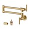 WOWOW Pot Filler Faucet Brushed Gold Commercial Wall Mount Stove Faucet, Brass Pot Filler Folding Faucet Over Stove, Kitchen Pot Faucet with Double Joint Swing Arms