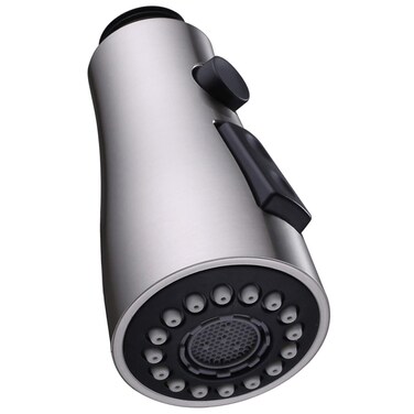 Angle Simple Kitchen Faucet Head Replacement, Sink Faucet Sprayer Attachment, Stream Spray and Pause Mode, Brushed Nickel