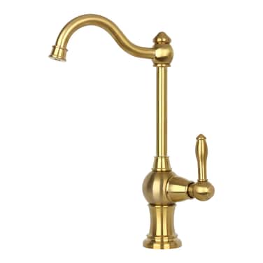 Akicon Kitchen Water Filter Faucet, Brass Body 100% Lead-Free Drinking Water Faucet Fits Most Reverse Osmosis Units or Water Filtration System in Non-Air Gap, Only for Cold Water(Brushed Gold Brass)