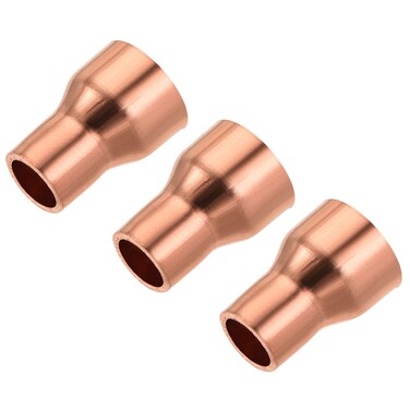 MECCANIXITY Copper Reducing Coupling Fitting with Sweat End, 1/4 x 3/8 Inch ID for HVAC Refrigeration Adapter, Pack of 3