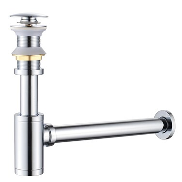 TSIBOMU Bathroom Basin Sink Waste P-Trap Drain Kit, Adjustable Bottle Trap with Pop Up Drain Stopper Without Overflow, Chrome