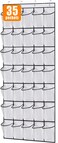MISSLO 35 Large Pockets Over The Door Shoe Organizer Sturdy Oxford Fabric Hanging Shoe Rack for Door Mesh Closet Shoe Holder Hanger, White