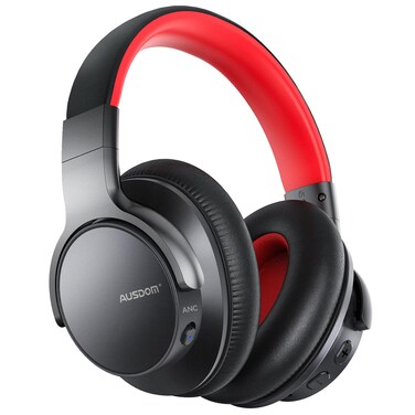AUSDOM Active Noise Cancelling Headphones, Wireless Over Ear Bluetooth Headphones with Deep Bass, Memory Foam Ear Cups, 50H Playtime, Hi-Fi Stereo Audio, 3.5mm Wired Audio Jack, for Travel/Home/Office