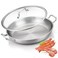 Yeksum Tri-Ply Stainless Steel Paella Pan, 13.5 Inch Paella Pan with Lid, 8-10 Servings Compatible with All Cooktops Up to 600℉, 18/10 Large Skillet, Stainless Steel Paella Pan, for Outdoors, Parties