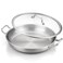 DELARLO 13 Inch Tri-Ply Stainless Steel Paella Pan With Lid, Big Frying Pan, kitchen Induction Large Skillets,Great for Paella Parties Indoors Outdoors,Heavy Duty Style