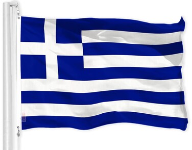 G128 Greece Greek Flag   3x5 Ft   LiteWeave Pro Series Printed 150D Polyester   Country Flag, Indoor/Outdoor, Vibrant Colors, Brass Grommets, Thicker and More Durable Than 100D 75D Polyester