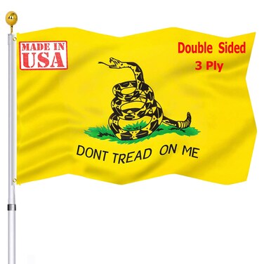 Dont Tread on Me Gadsden Double Sided Flag 3x5 Outdoor Heavy Duty Don't Tread Libertarian Snake Flags Banner with 2 Brass Grommets for Outdoor Outside