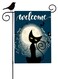 Mugod Black Cat Garden Flag Cat Flag Welcome Garden Flag Halloween Night Moon Yard Flag Double Sided Burlap Holiday Farmhouse Home Outdoor Yard Decor 12.5 x 18 In