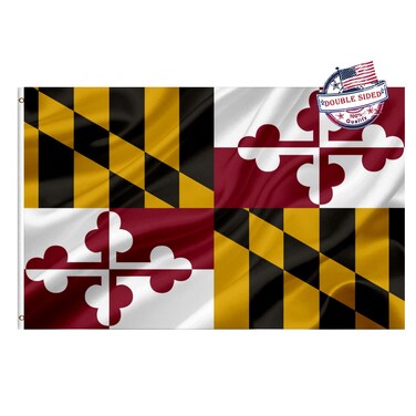 Mosprovie Maryland Flag Double Sided 3x5 Outdoor- Heavy Duty 3ply Maryland MD Flags Super Durable 4 Rows Stitched Edge Canvas Header with 2 Brass Grommets