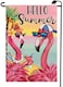 Hello Summer Flamingo Beach Garden Flag 12x18 Inch Double Sided for Outdoor Welcome Seasonal Farmhouse Pool Yard Decoration Flag XJ33