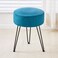 Cpintltr Teal Velvet Ottoman Stool, 13 x 13 x 16 Inches, Easy Assembly, Sturdy Gold Legs