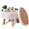 Wimarsbon Velvet Storage Ottoman Round Footrest Stool Storage Upholstered Footrest Footstool with Storage Wood Legs Coffee Table Shoe Changing Stool for Living Room Bedroom Entryway (Milky White)
