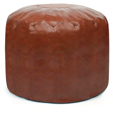 zefen Round Faux Leather Ottoman Chic Footstool Ottoman with Style, Storage Solution for Living Room Furniture. Moroccan-Inspired Design &amp; Intricate Stitching in Removable High-End Cover