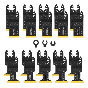 Opeisiio 20pcs Titanium Oscillating Tool Blades for Metal Nails Hard Material and Wood Plastic - Multitool Blades Fit Dewalt Bosch Worx Milwaukee Ryobi