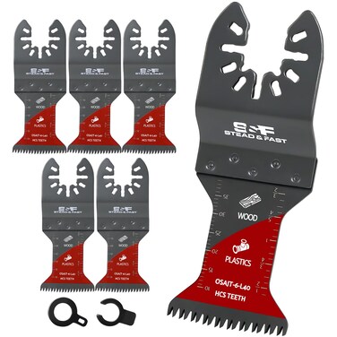 S&amp;F STEAD &amp; FAST 6 PCS Oscillating Tool Blade for Wood, Japanese Teeth, Curved Edge Oscillating Multi Tool Blades for Wood, Plastic, Universal Fit for Quick Release