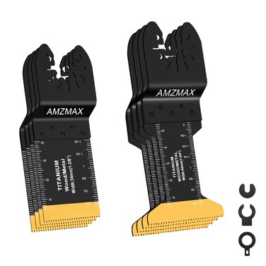 8PCS Titanium Oscillating Tool Blades,Universal Multitool Blades for Metal Wood Cutting,Quick Release Multitool Blades Kits Fit Dewalt Rockwell Fein Milwaukee Ryobi