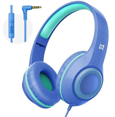 Mevoix Over Ear Kids Headphones with HD Mic, 85/94dB Volume Limit Lightweight Kids Headphones with Comfortable Earpads, Foldable Design, Stereo and Premium Sound Quality for Boys Girls Teens Toddler
