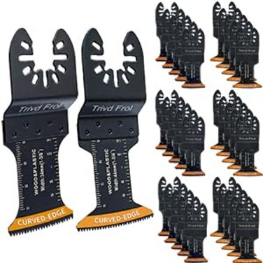 Trivd Frol 50Pcs Curved-Edge Oscillating Tool Blades Professional Universal Oscillating Saw Blades Wood Multitool Blades Compatible with Dewalt, Milwaukee, Ryobi, Rockwell, Bosch