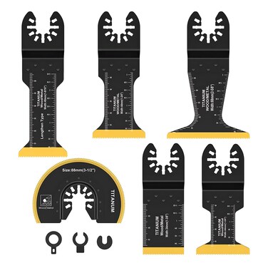 Opeisiio 6pcs Titanium Oscillating Tool Blades for Metal Nails Hard Material and Wood Plastic - Multitool Blades Fit Dewalt Bosch Worx Milwaukee Ryobi
