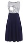 Smallshow Women's Sleeveless Nursing Dresses Patchwork Maternity Breastfeeding Dress Navy Stripe-Navy X-Large