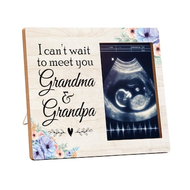 I Can't Wait to Meet You Grandma Grandpa Sonogram Picture Frame, Baby Ultrasound Picture Frames, Grandkids Photo Frame Gifts for New Grandma Grandpa, Baby Announcement Gifts from Grandchildren -A12