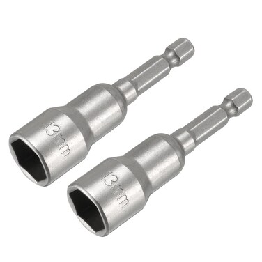 uxcell 2 Pcs 1/4" Quick-Change Hex Shank 13mm Magnetic Nut Setter Driver Drill Bit, 65mm Length, Metric