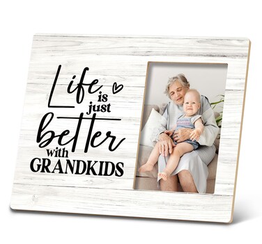 SRADMO Life is Just Better with Grandkids Picture Frame,Best Grandparents Gifts 10&times;8 inch Wooden Tabletop Photo Frame,Grandparents Day Birthday Gifts for Grandparents from Granddaughter