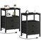 KAI-ROAD Black Night Stand Set 2 Nightstand with Charging Station, Bedroom Nightstands Set of 2 with Drawer End Table Dorm Bedside Table Modern