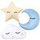Chunful 3 Pcs Children Moon Star Cloud Cushion Soft Plush Cloud Shaped Pillow Stuffed Stars and Moon Nursery Decor Home Decor for Bedroom Crib Party Supplies (Blue Yellow White)