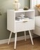 JOONEE White Nightstand,Modern Bedside Table with Storage Drawer and Open Wood Shelf, for Living Room, Bedroom and Small Spaces, Accent Night Stand with Solid Wood Legs, Easy Assembly,Classic White