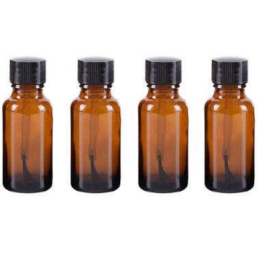 Teensery 4 Pcs 20ml Empty Refillable Nail Polish Bottles Glass Nail Varnish Bottles Containers with Brush Cap for Nail Art (20 ml)