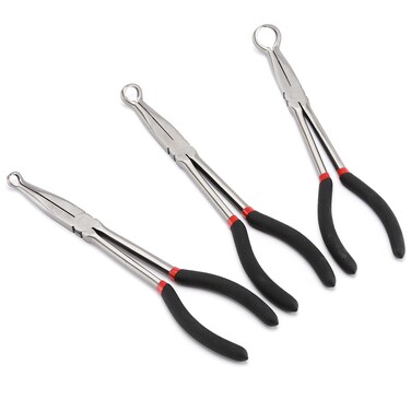 AIRTOON 4PCS 11" Extra Long Needle Nose Pliers Set, Long Reach Straight Pliers, 45&deg; &amp; 90&deg; Bent Nose Pliers, Diagonal Pliers, Fitting into narrow spaces for Car Repair/House Work