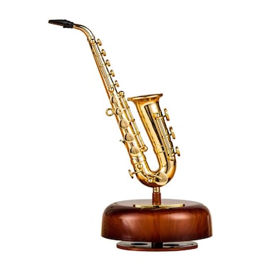 1pc Saxophone Music Box, Creative Saxophone Statue, Music Box with Rotating Musical Base, for Girls Women Boys Mom Daughter Birthday Christmas Home Decor