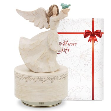 Saeifin Music Box, Guardian Angel Figurine, Sculpted Hand-Painted Musical Figure Gifts,Christmas Thanksgiving Birthday Anniversary Musical Gift Home Office Studio Decoration, Plays Over The Rainbow