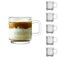 binsakao Glass Coffee Mugs 6 Pack - 12 OZ Premium Coffee Cups with Handles - Classic Vertical Stripes Transparent Tea Cup Set for Hot Cold Beverages