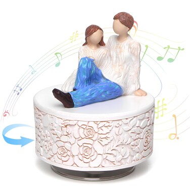 Mrlikale Couple Figurine Music Box，Hand-Painted Musical Sculptures Gift, Birthday Anniversary Day Gifts to Lover,Girlfriend, Fiancee,Wife,Boyfriend