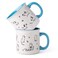 AmorArc 22 OZ Large Ceramic Coffee Mugs Set of 2, Oversized Mugs With Big Handle for Men Women Dad Mom, Big Mug With Textured Dogs Cats Patterns for Office &amp; Home -Microwave Safe, 2 Pcs-Blue