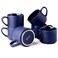 GBHOME 14 OZ Coffee Mugs Set of 6, Stackable Ceramic Mugs for Men, Women, Modern Coffee Mugs With Stable Base for Latte, Tea, Cappuccino. Dishwasher &amp; Microwave Safe, Matte Blue
